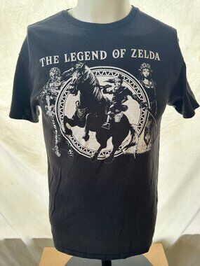 The Legend of Zelda Link on Horse Men's Black T Shirt Size Medium Geeknet Ninten